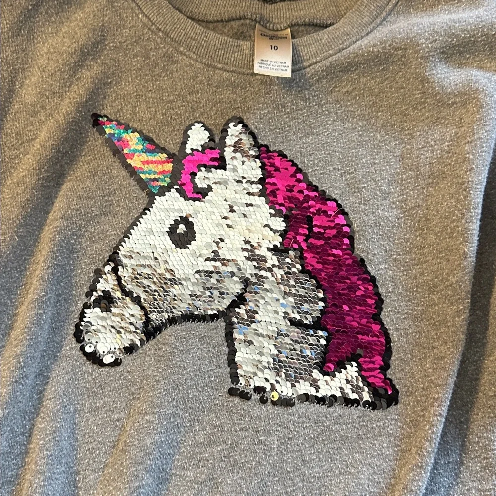 OshKosh Unicorn Flip Sequin Sweatshirt Wonder Nation Velour Pants 10